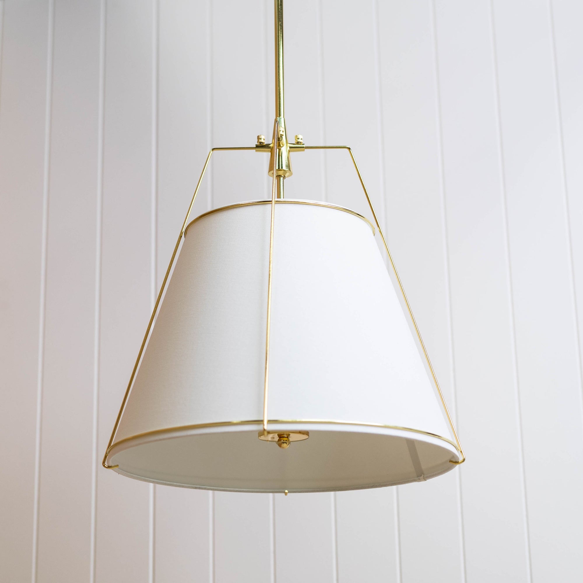 Jessie Pendant Light - Elegant White Shade with Gold Accents