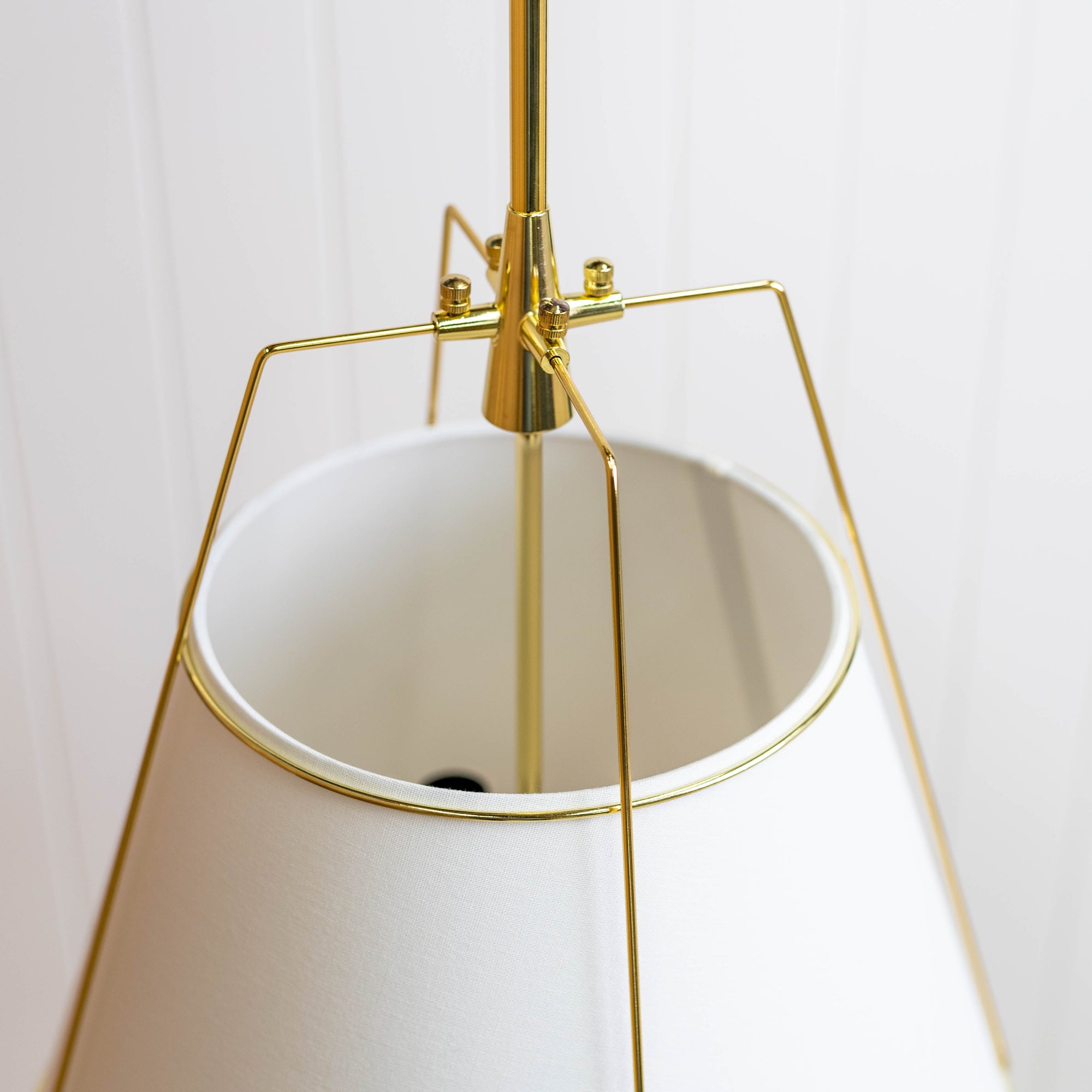 Jessie Pendant Light - Elegant White Shade with Gold Accents