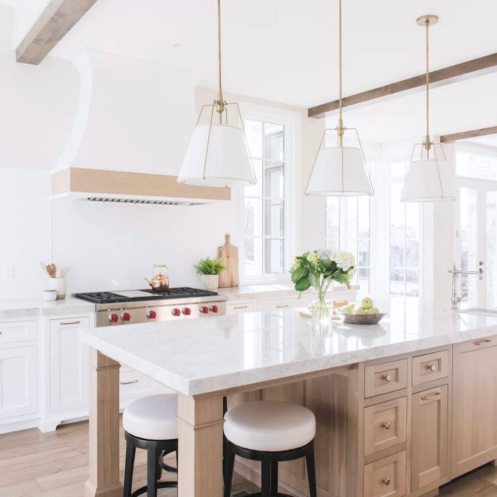 Jessie Pendant Light - Elegant White Shade with Gold Accents