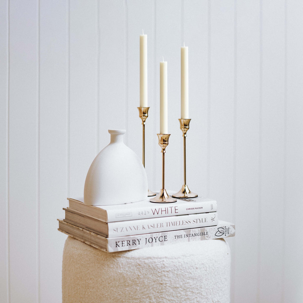 Elegant Rose Gold Candlestick Set - 3 Decorative Holders