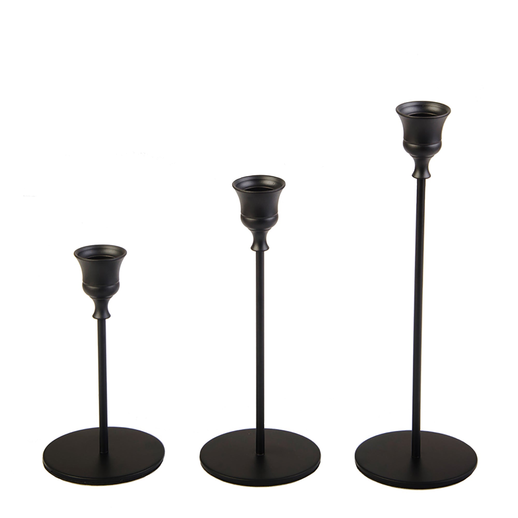 Elegant Black Metal Candlestick Set of 3 - Modern Home Decor