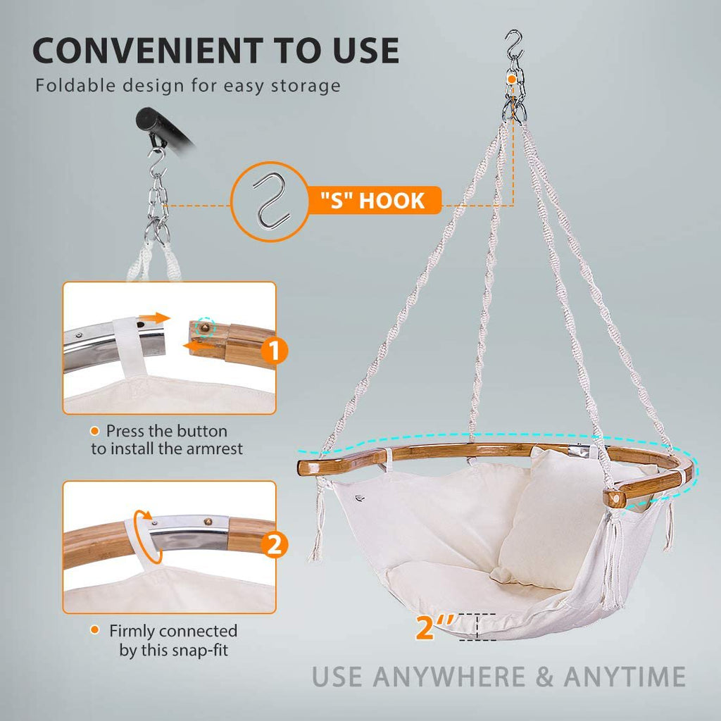 Montego Padded Hanging Hammock Chair with Cushion - Relax in Style