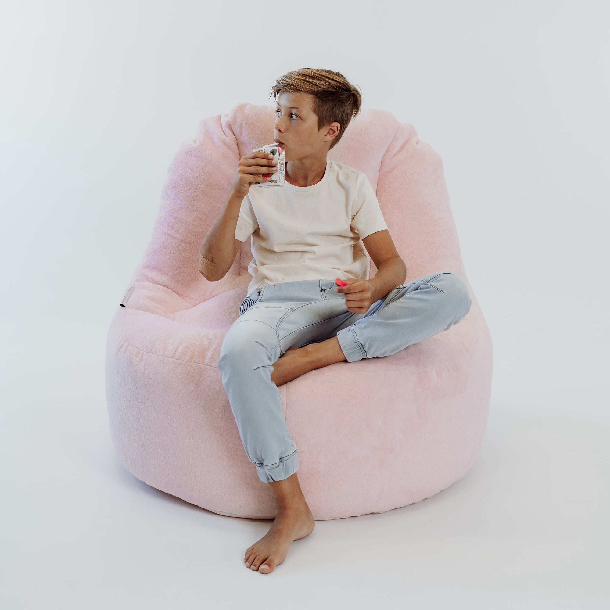 Plush Soft Pink Bean Bag Lounger Cover for Cozy Comfort