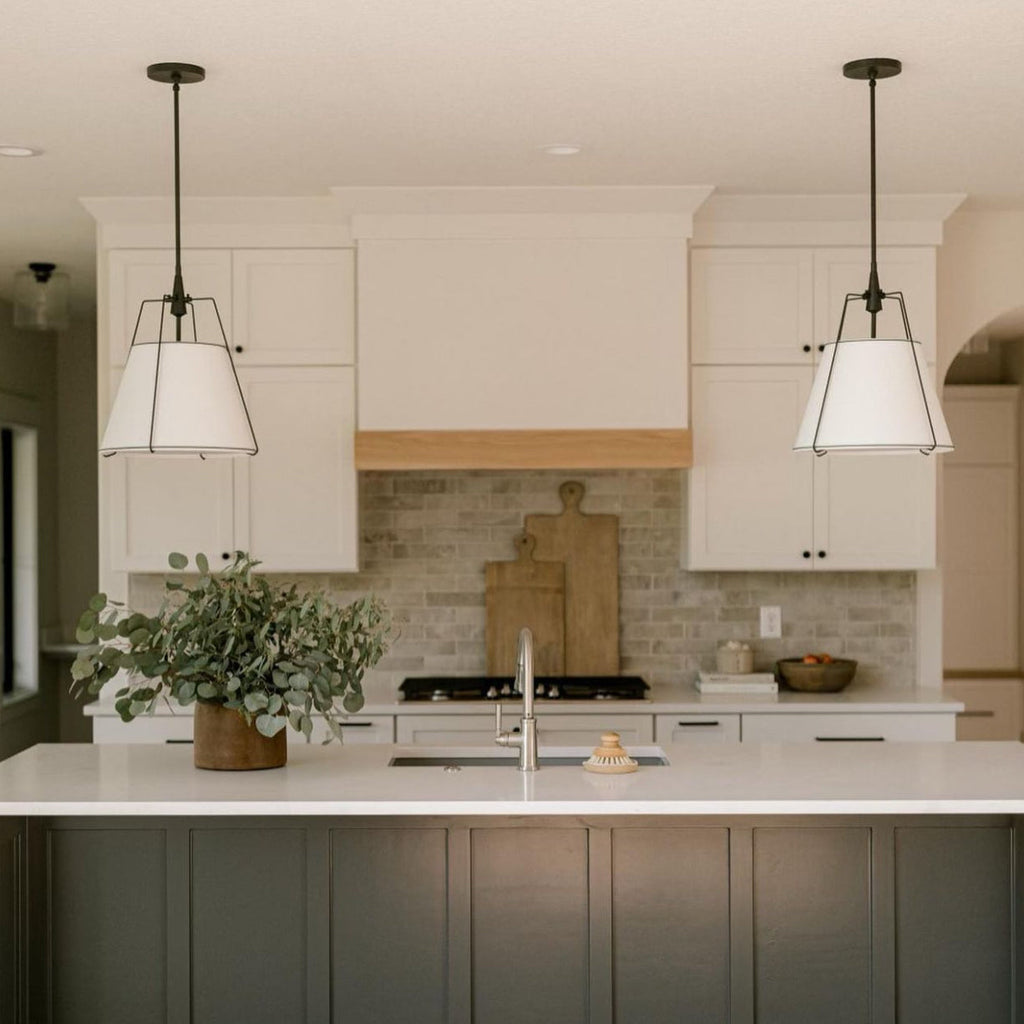 Jessie Pendant Light - Elegant White Shade with Black Hardware