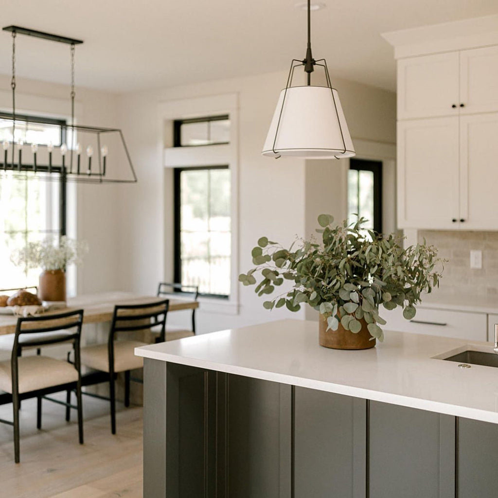 Jessie Pendant Light - Elegant White Shade with Black Hardware