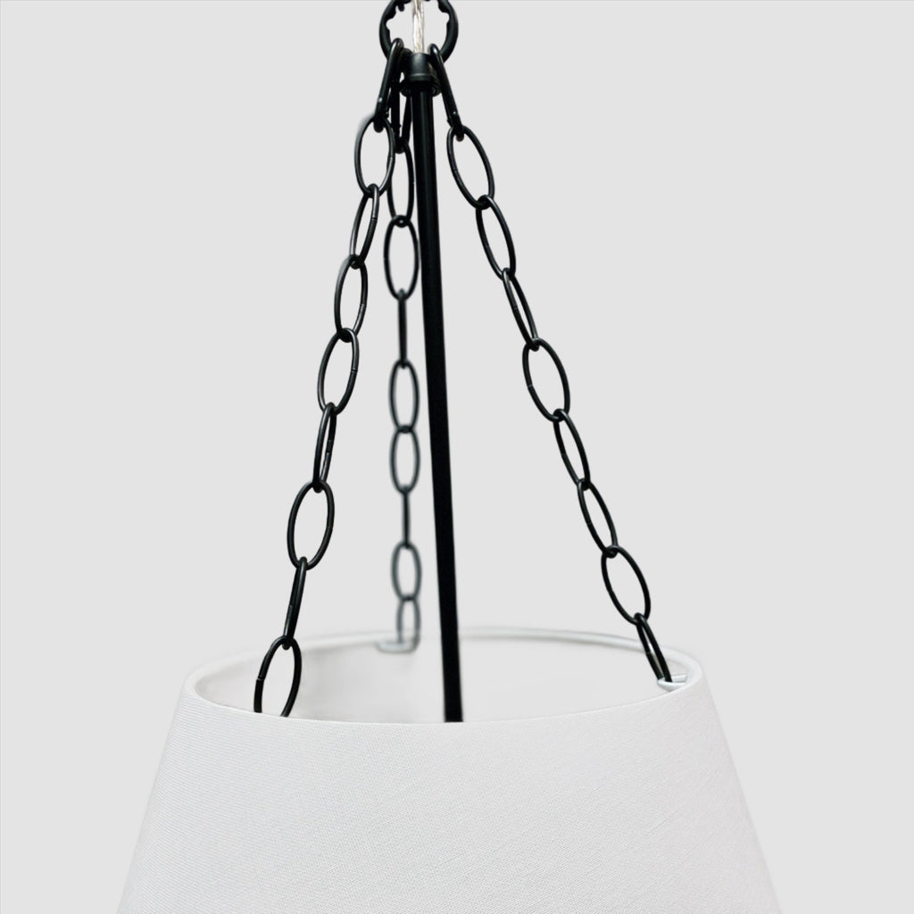 Chloe Pendant Light - Elegant White Shade with Black Details