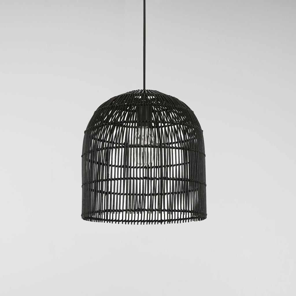 Siena Black Rattan Wicker Pendant Light - Stylish & Versatile