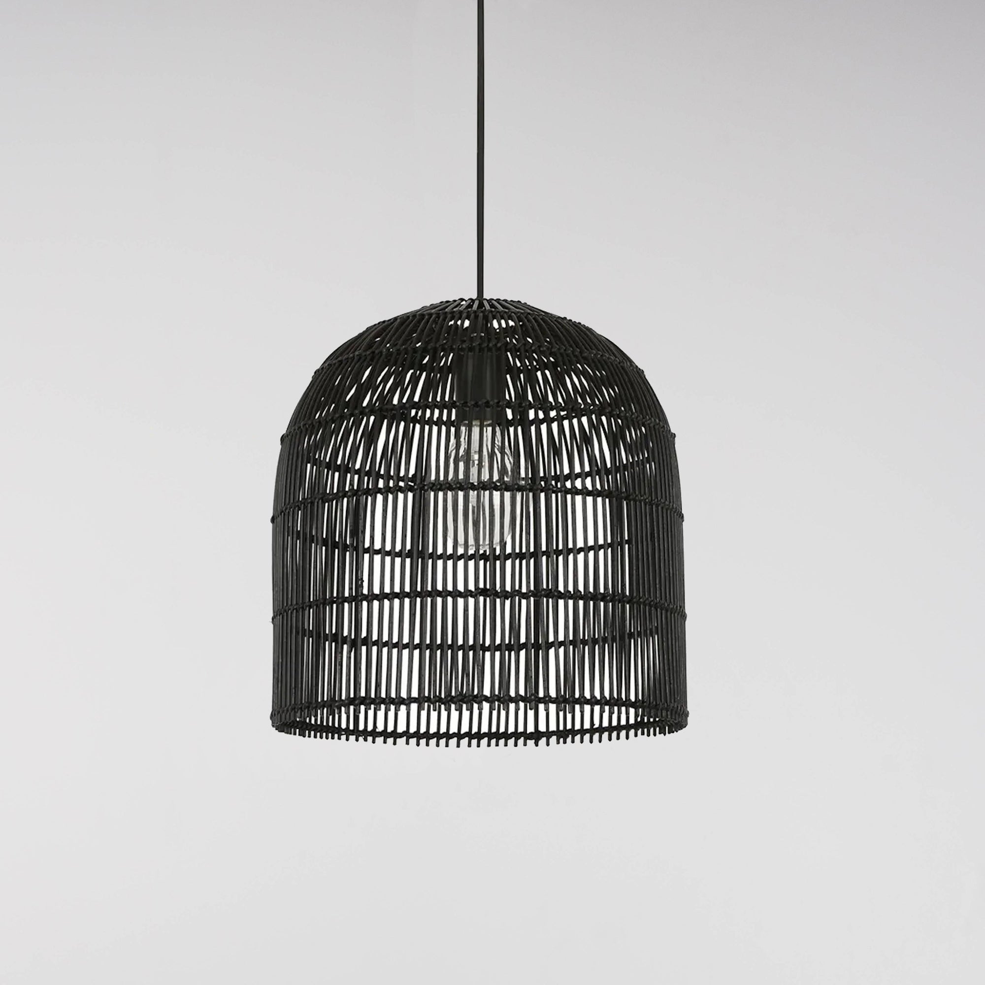 Siena Black Rattan Wicker Pendant Light - Stylish & Versatile
