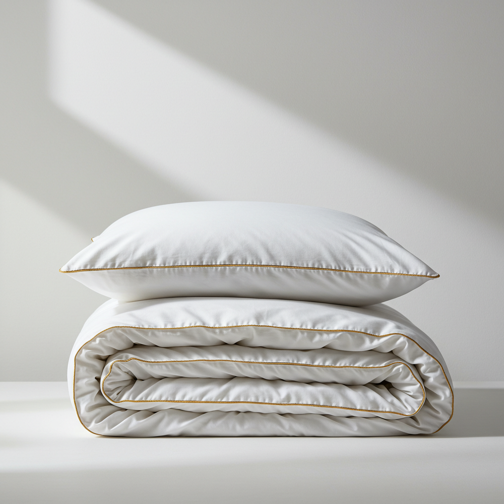 Luxurious White Quilt Cover Set with Gold Piping | Plaza Collection
