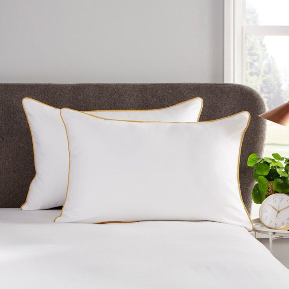 Luxurious White Quilt Cover Set with Gold Piping | Plaza Collection