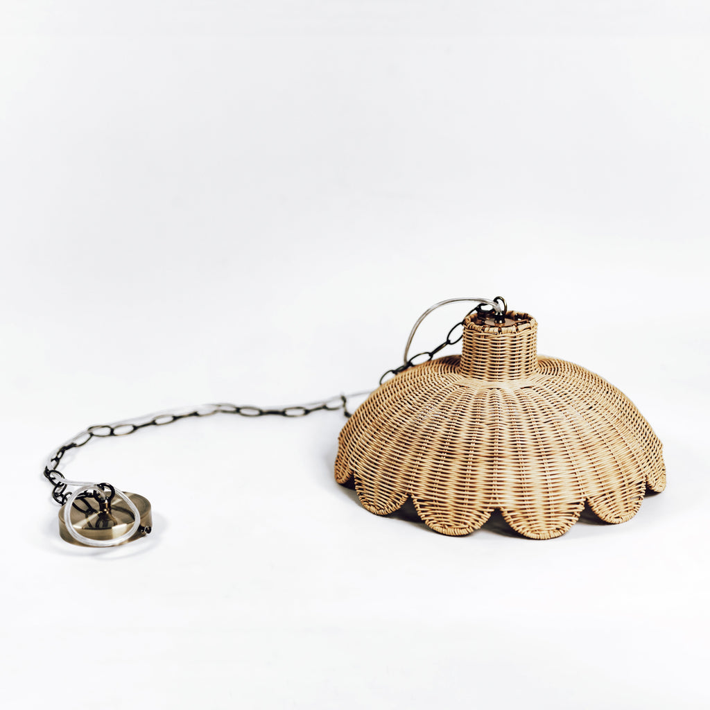 Alice Scallop Rattan Pendant Light – Natural Boho Charm