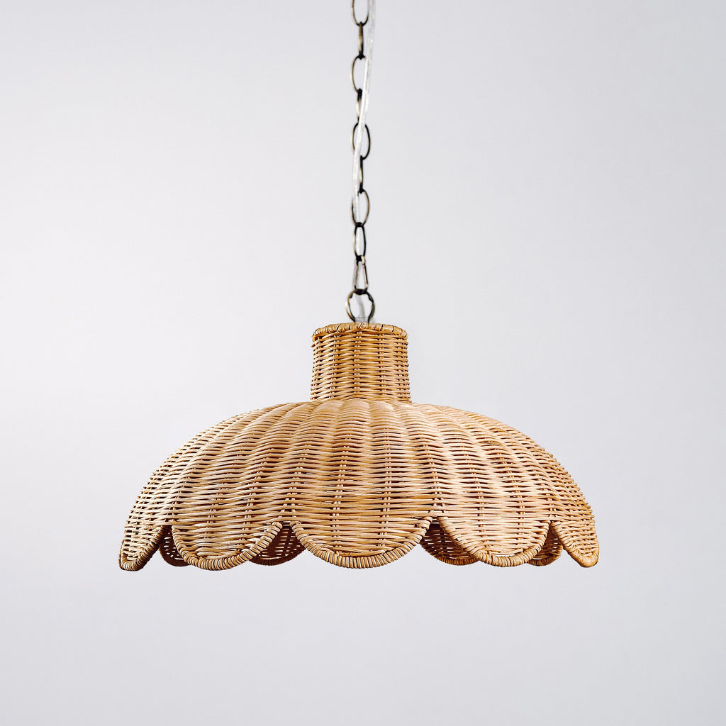 Alice Scallop Rattan Pendant Light – Natural Boho Charm