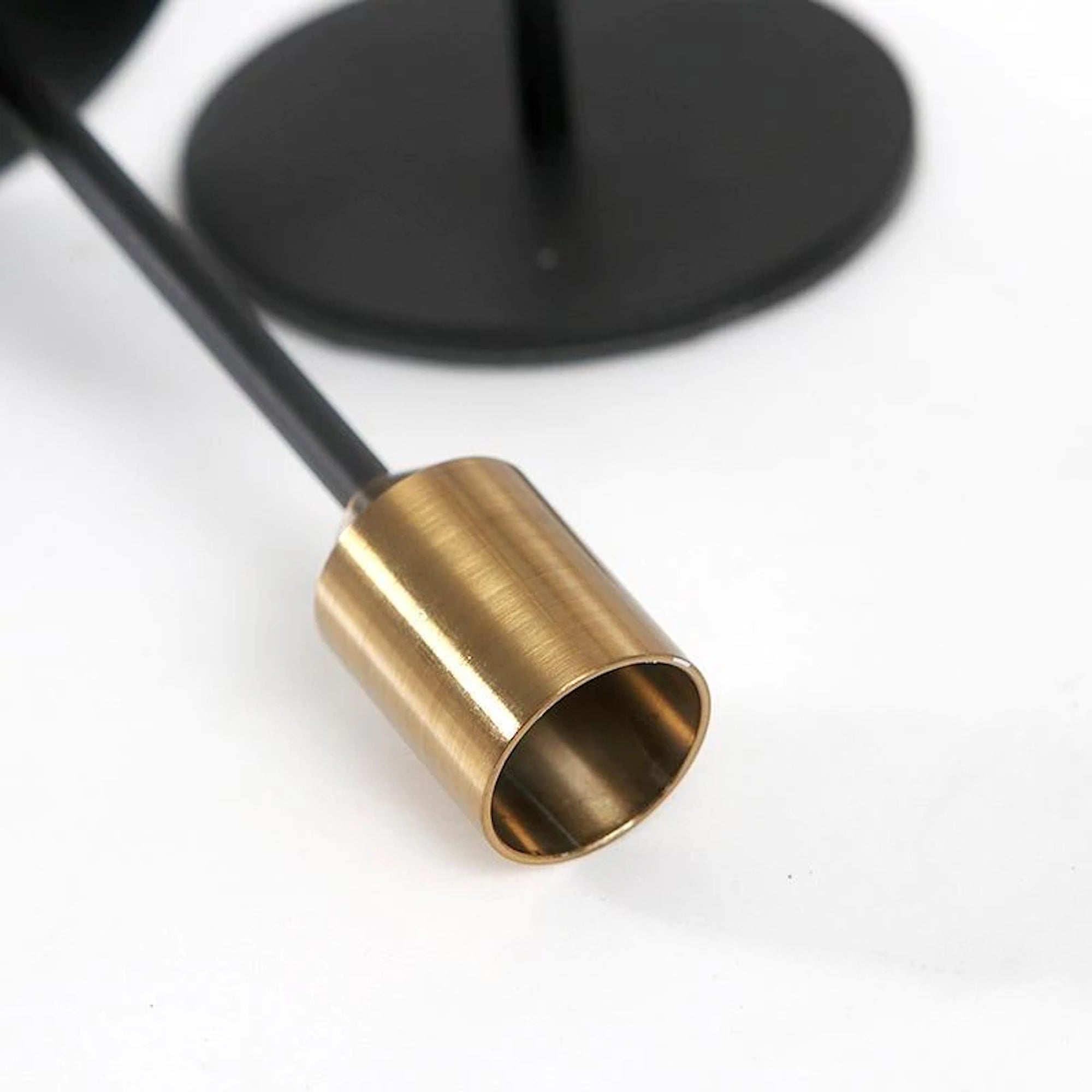 Elegant 3-Piece Candlestick Set in Black and Brass