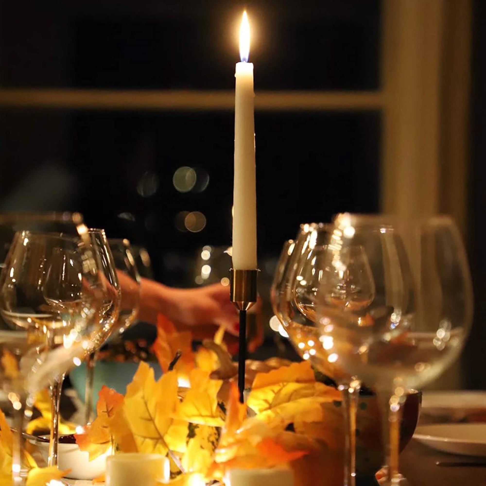 Elegant 3-Piece Candlestick Set in Black and Brass