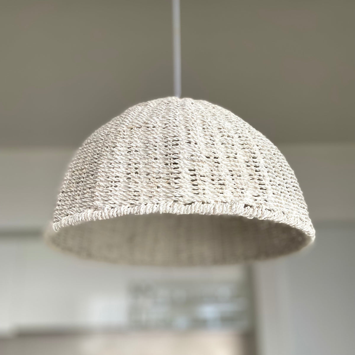 Villa Dome Rope Pendant Light - Whitewash