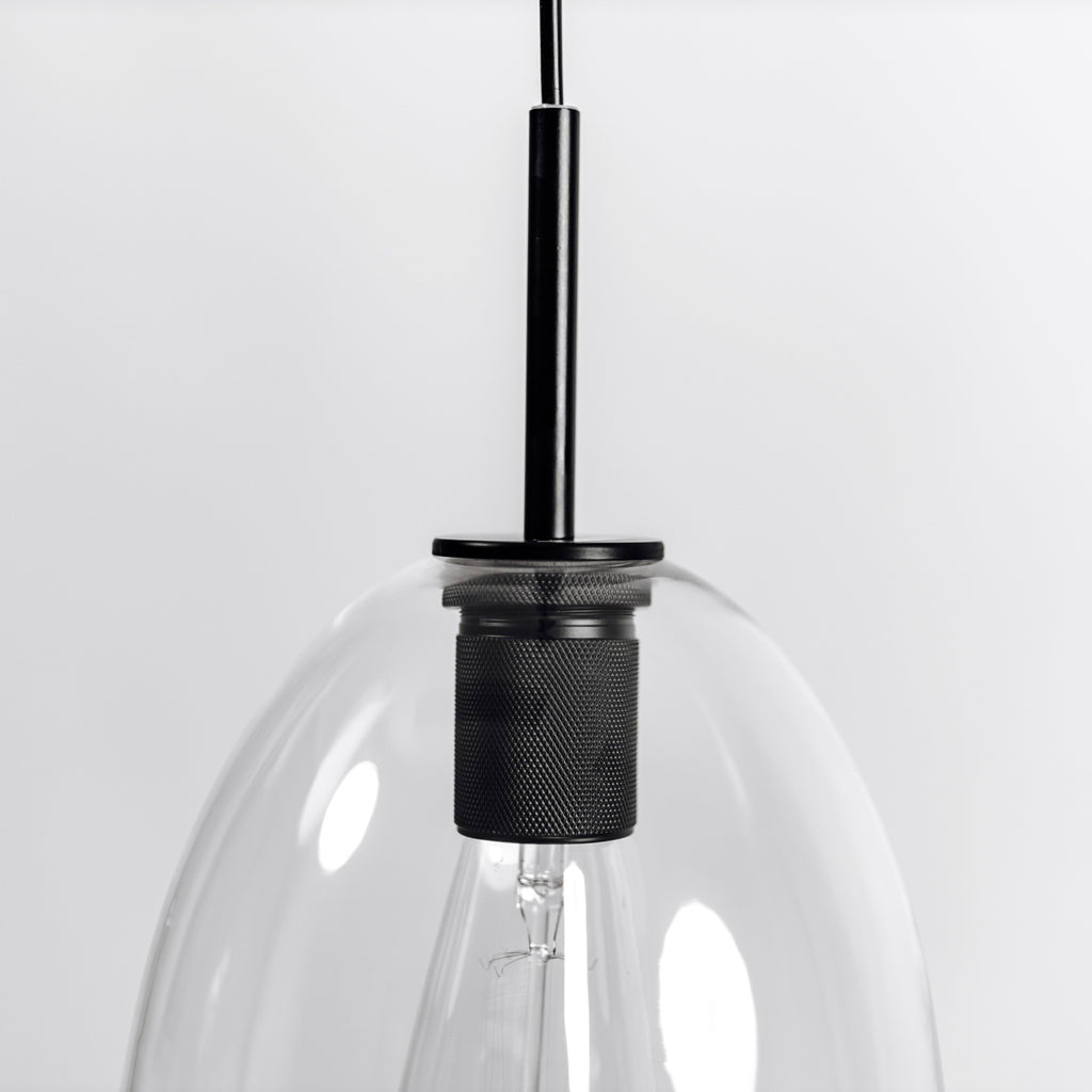 Preston Black Glass Pendant Light - Modern Industrial Style