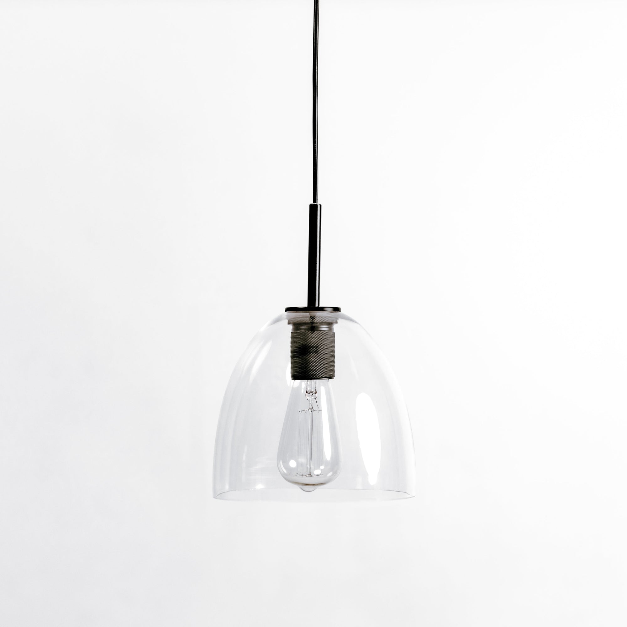 Preston Black Glass Pendant Light - Modern Industrial Style