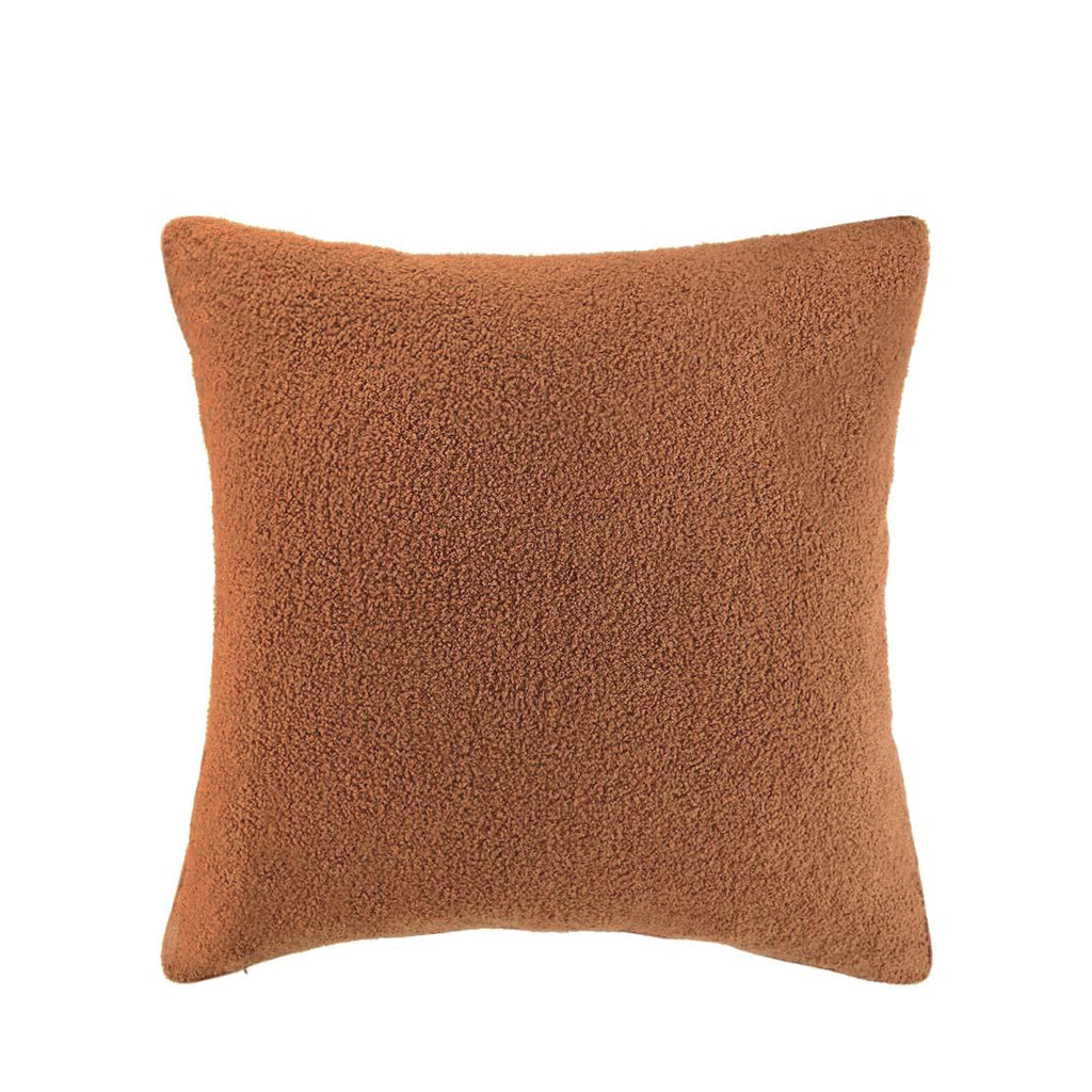 Luxurious Rust Teddy Boucle Cushion Cover with Soft Insert