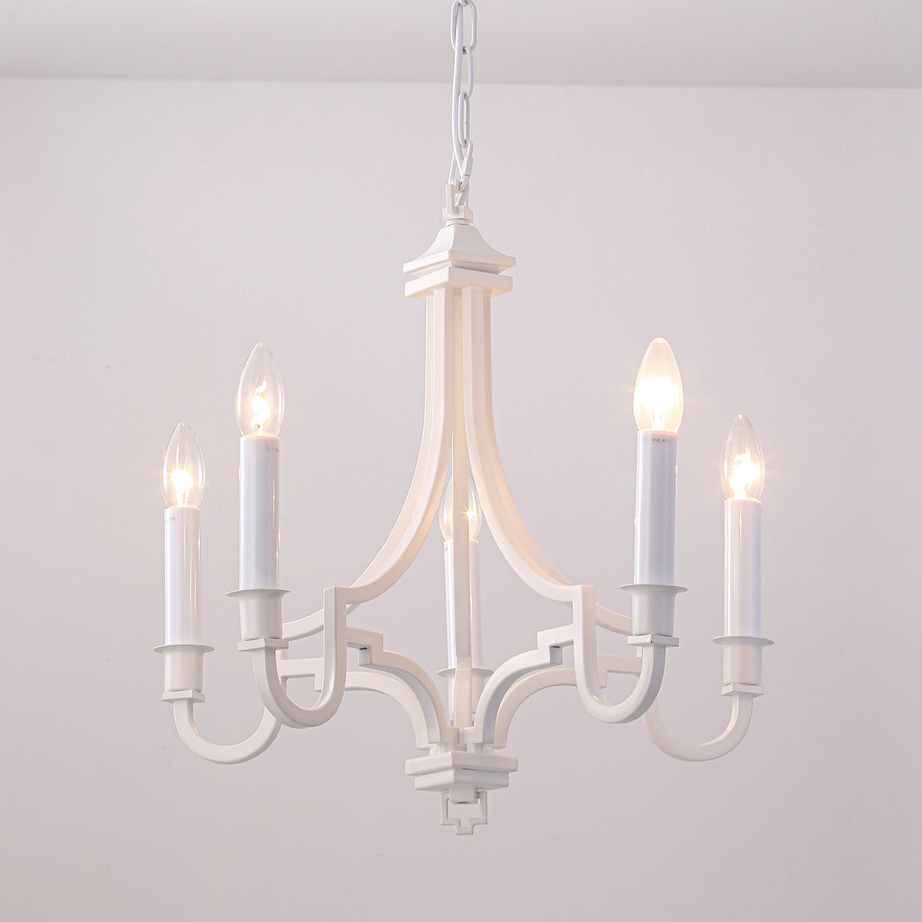 Kalani 5-Light Modern White Chandelier - Elegant Illumination