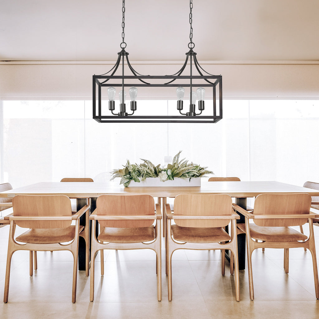 Langham Black Hampton Style Pendant Light for Dining Rooms