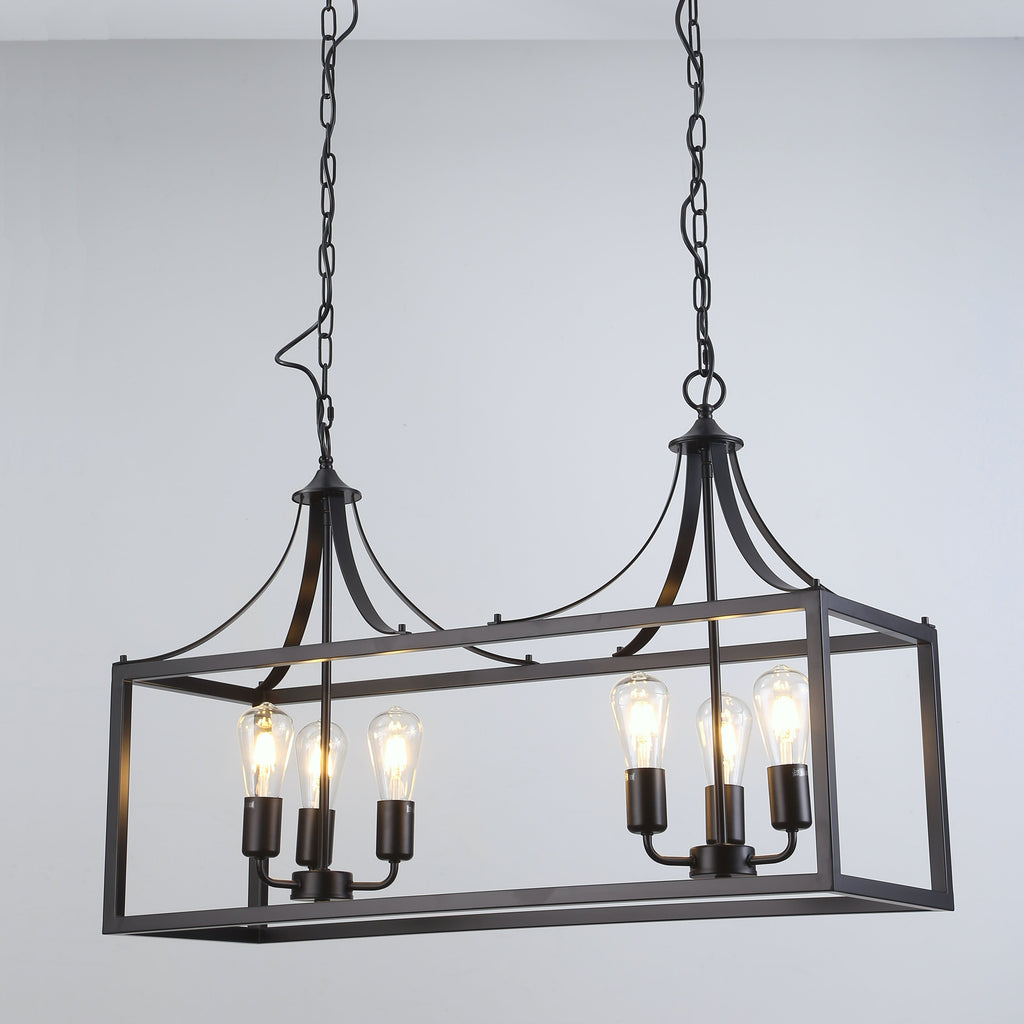 Langham Black Hampton Style Pendant Light for Dining Rooms