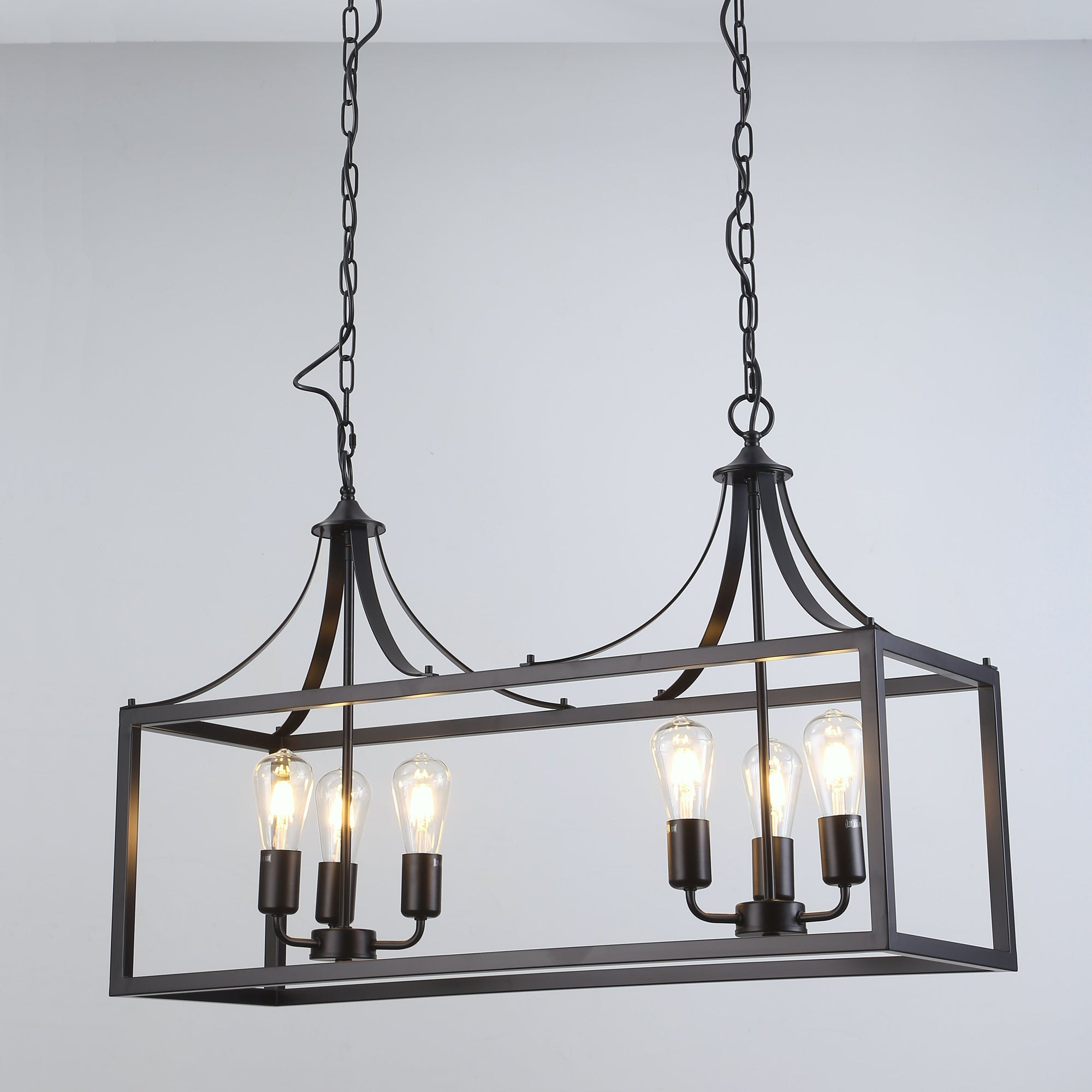 Langham Black Hampton Style Pendant Light for Dining Rooms