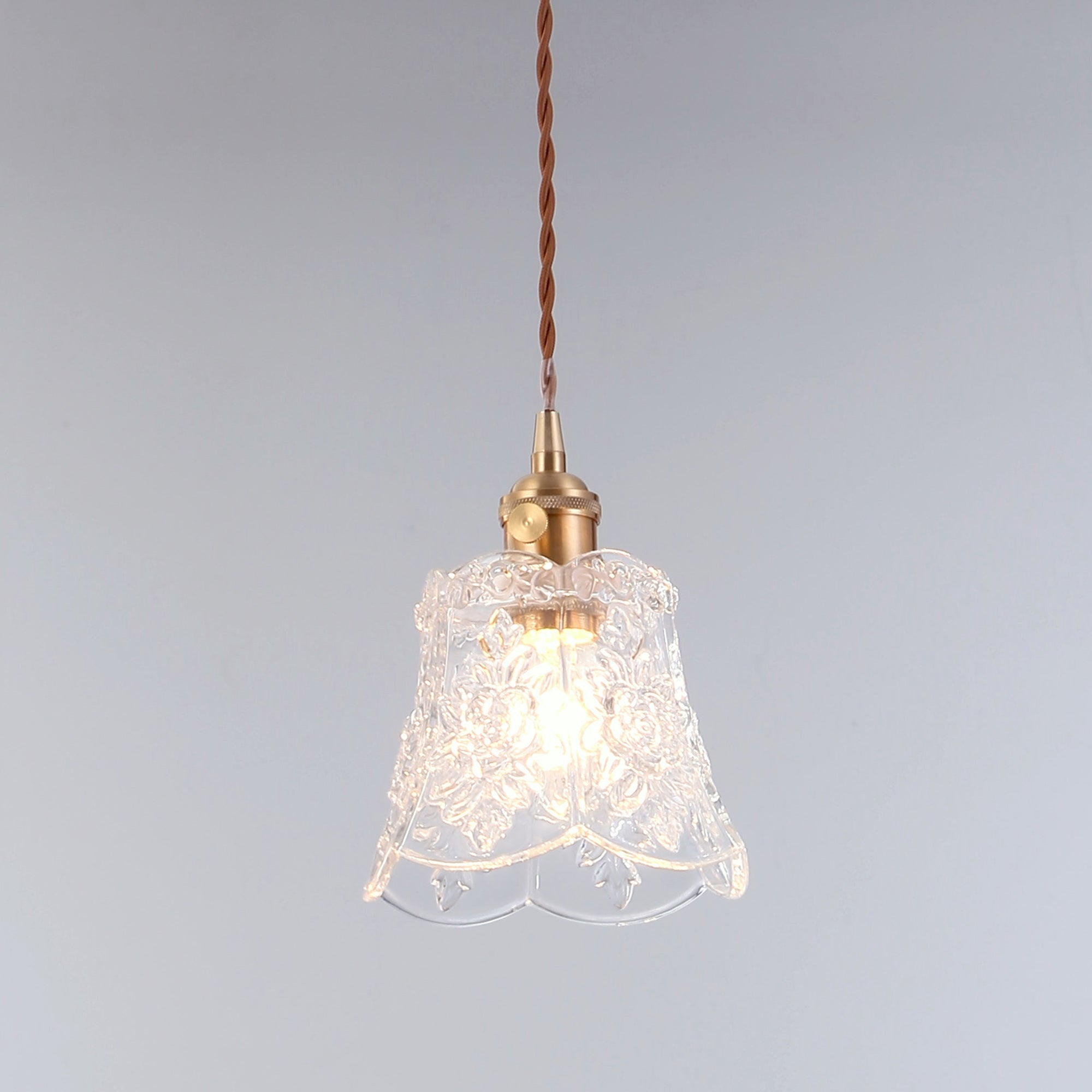 Mia Vintage Scallop Edge Glass Pendant Light - Elegant & Adjustable