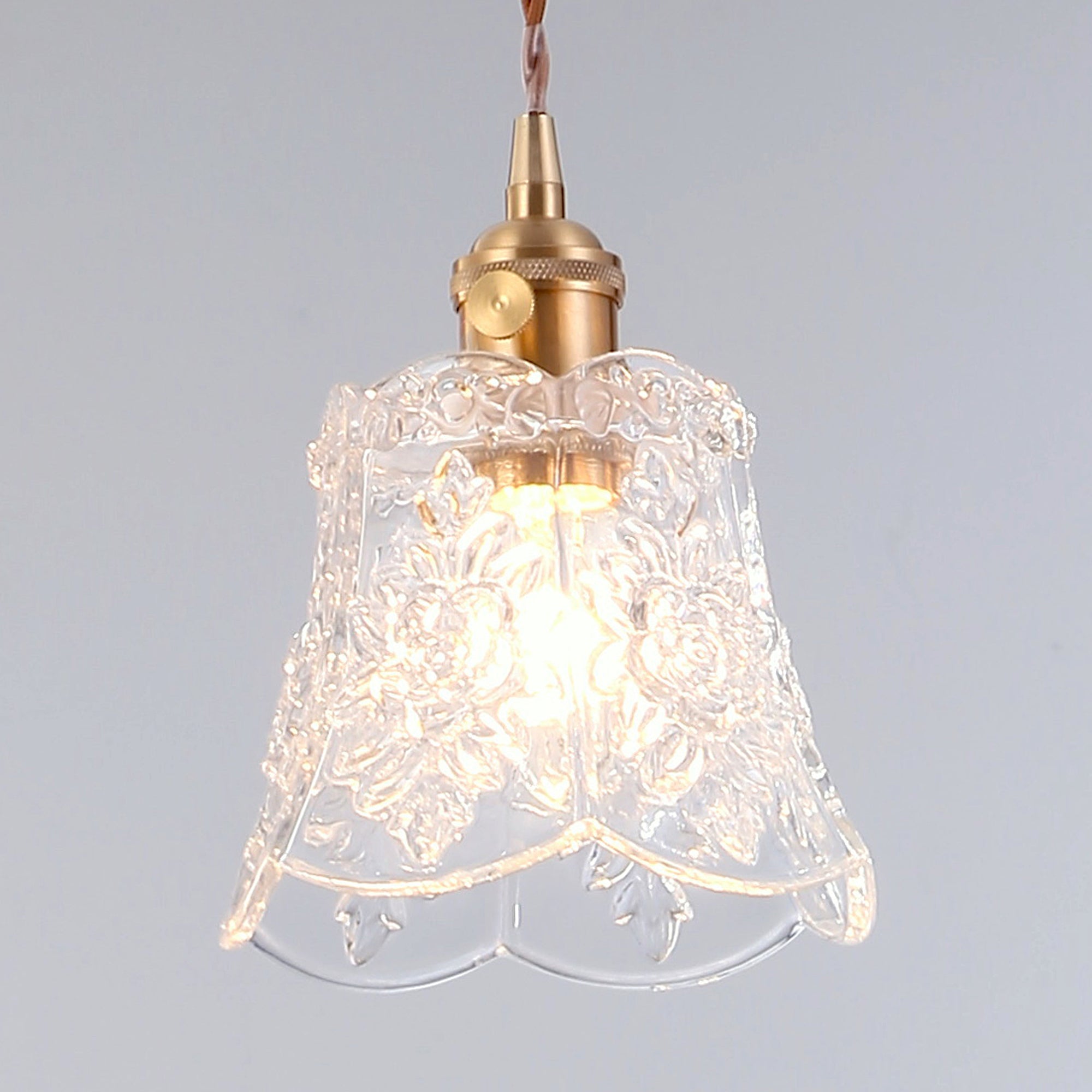 Mia Vintage Scallop Edge Glass Pendant Light - Elegant & Adjustable