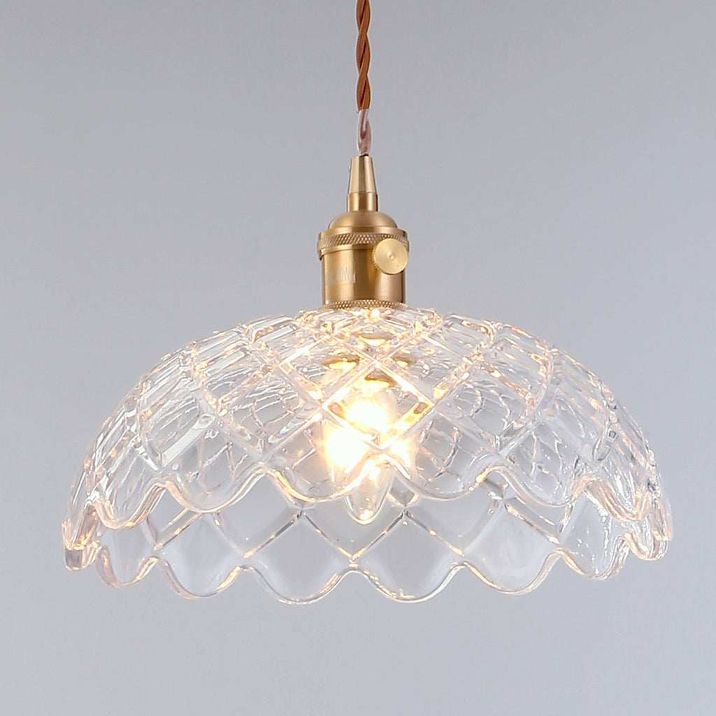 Isabel Vintage Scallop Edge Glass Pendant Light - Elegant Design