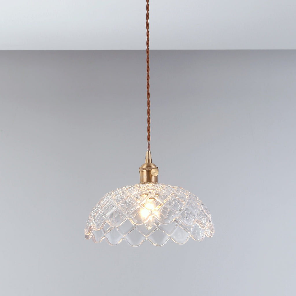 Isabel Vintage Scallop Edge Glass Pendant Light - Elegant Design