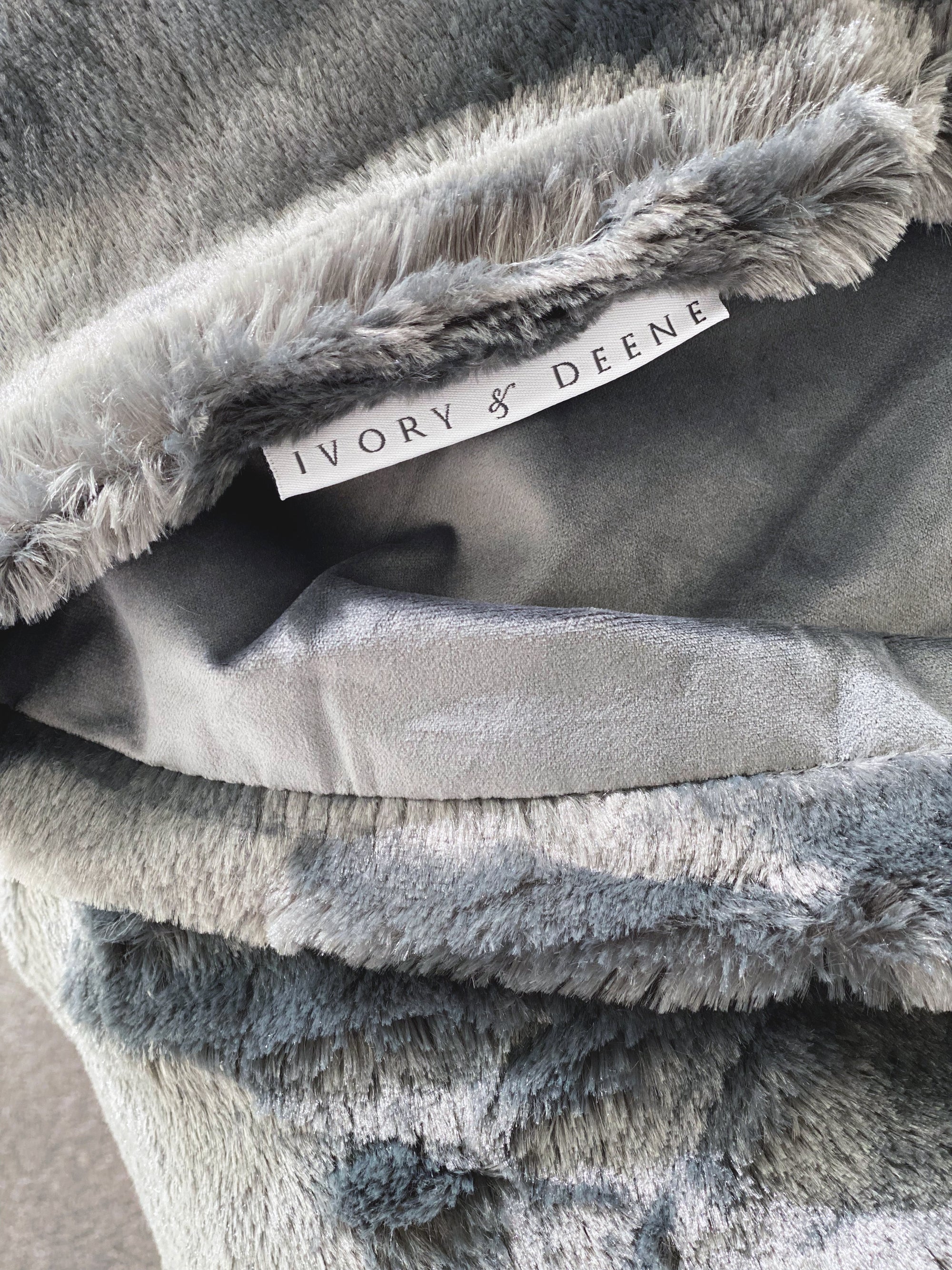 Luxurious Charcoal Grey Faux Fur Throw Blanket by Ivory & Deene