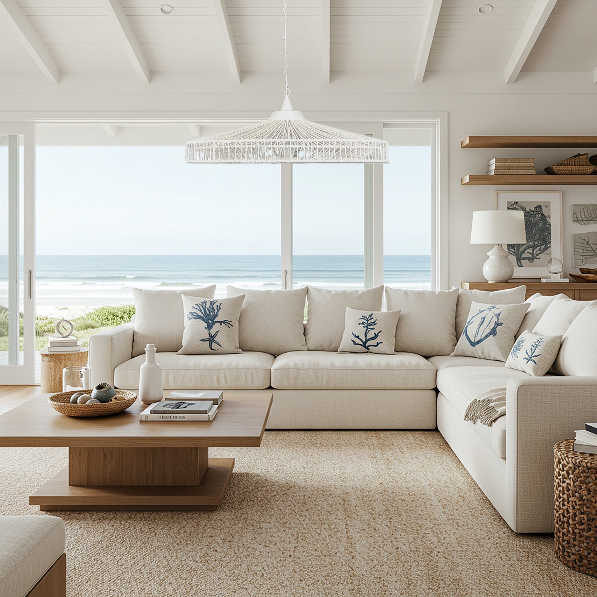 Portman White Rope Pendant Light | Contemporary Ceiling Fixture