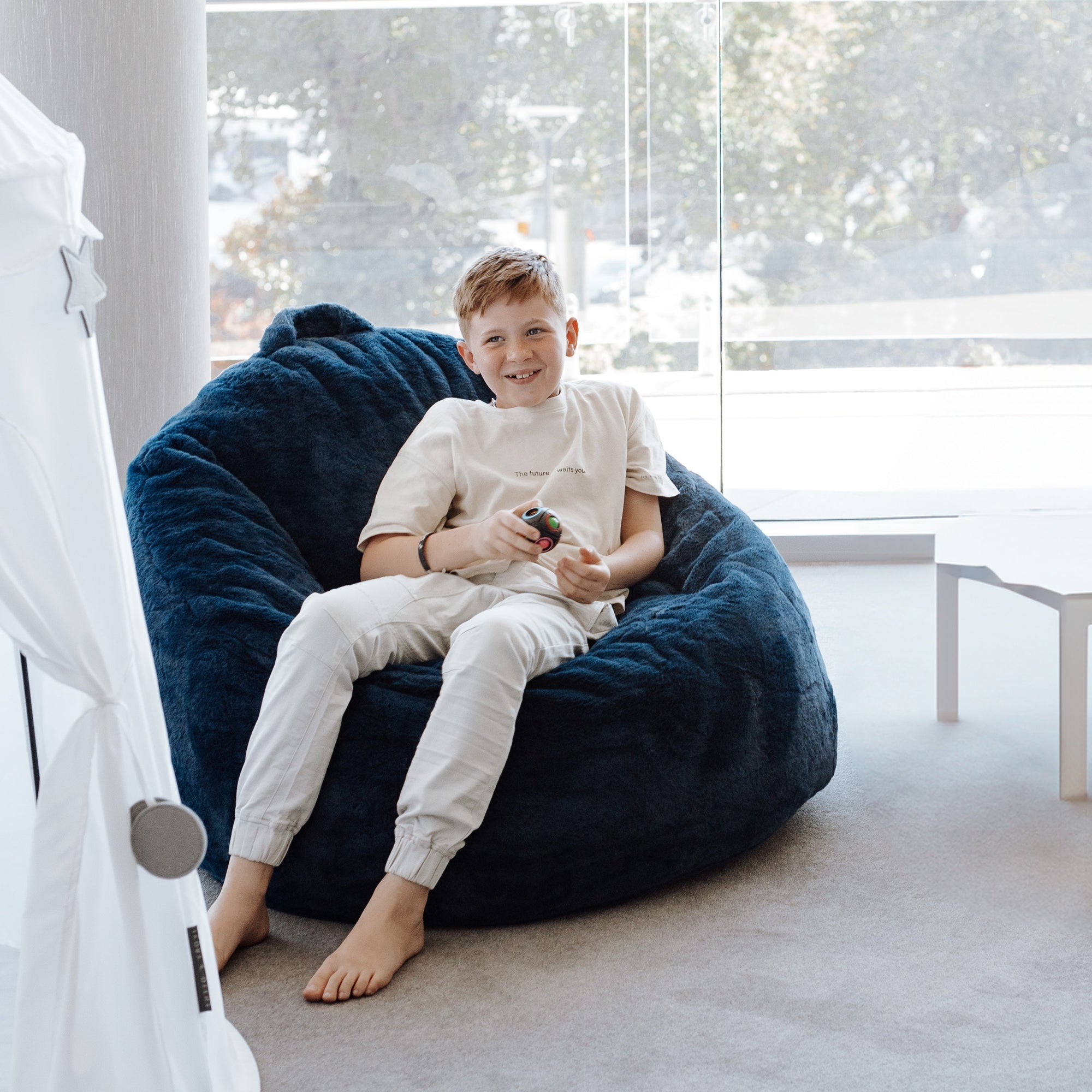 DreamPod® Mini Beanbag Chair - Cozy Navy Blue Comfort