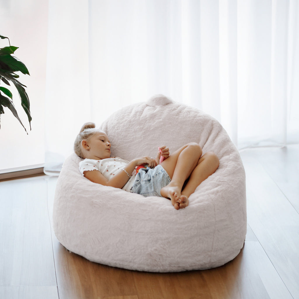 DreamPod® Mini Beanbag Chair - Soft White for Kids & Small Adults