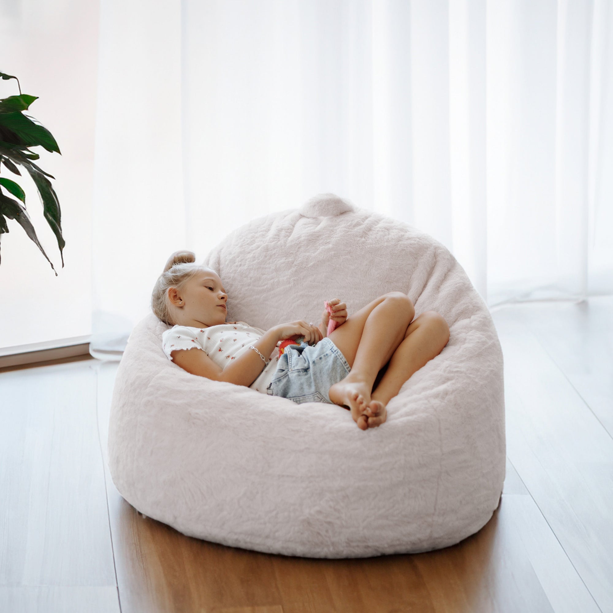 DreamPod® Mini Beanbag Chair - Soft White for Kids & Small Adults