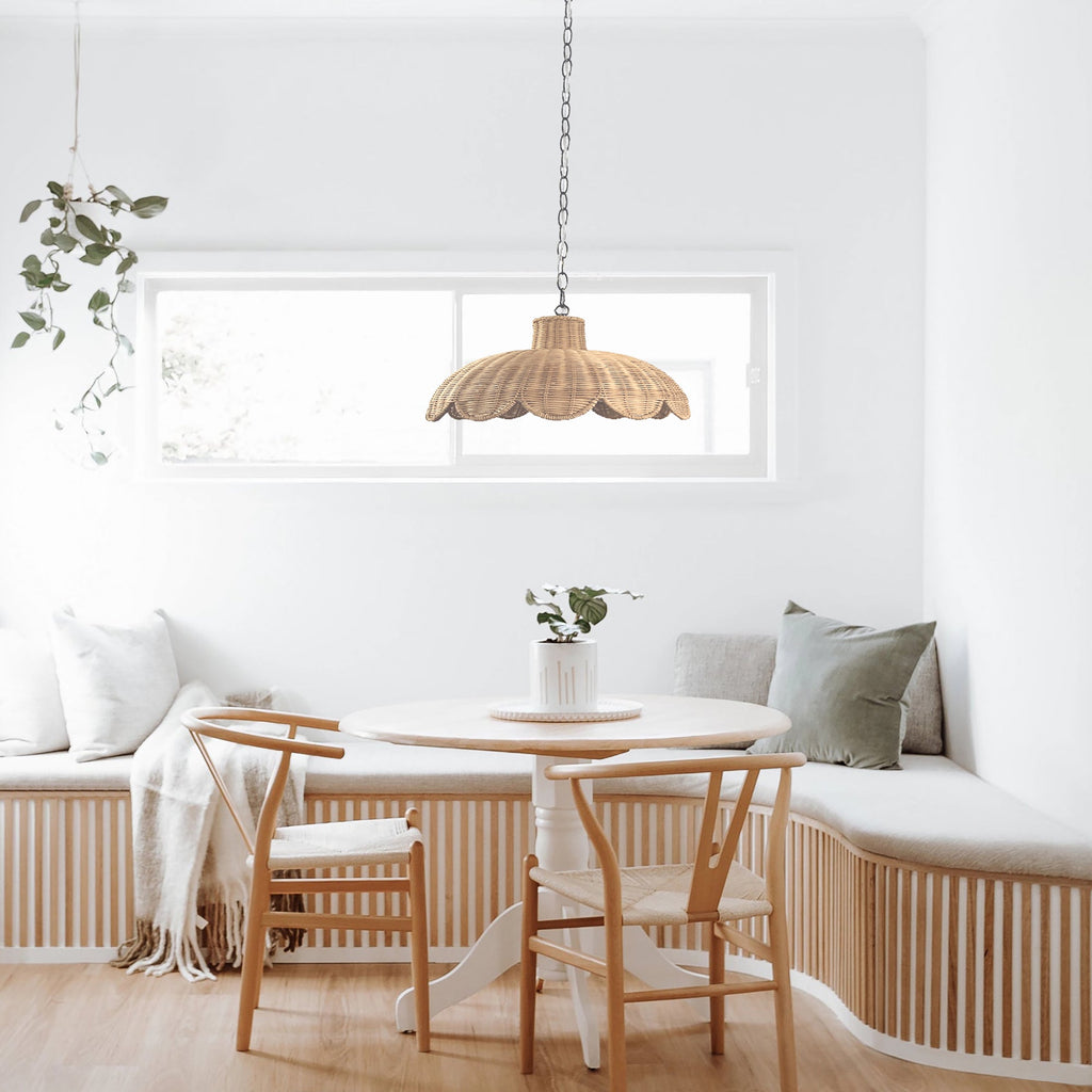 Alice Scallop Rattan Pendant Light – Natural Boho Charm