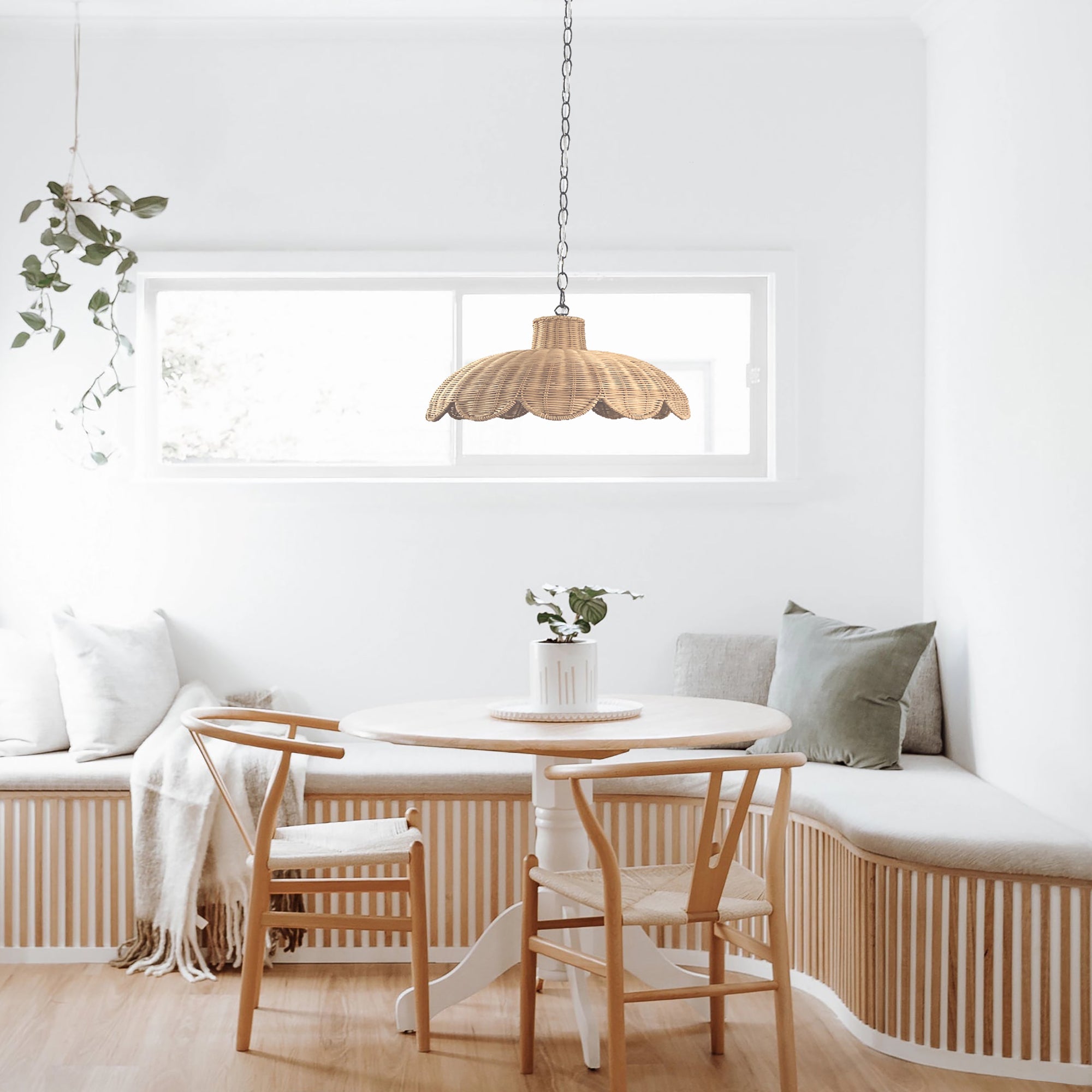 Alice Scallop Rattan Pendant Light – Natural Boho Charm