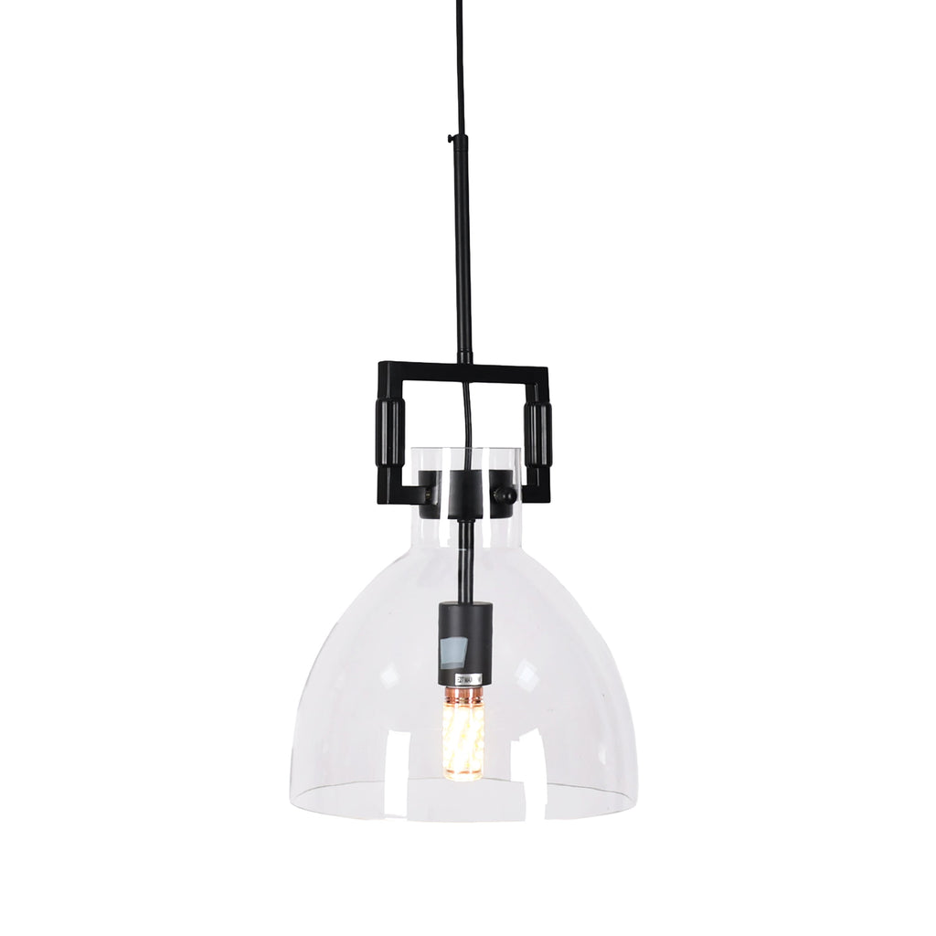 Cora Glass Pendant Light with Black Hardware | Modern Elegance