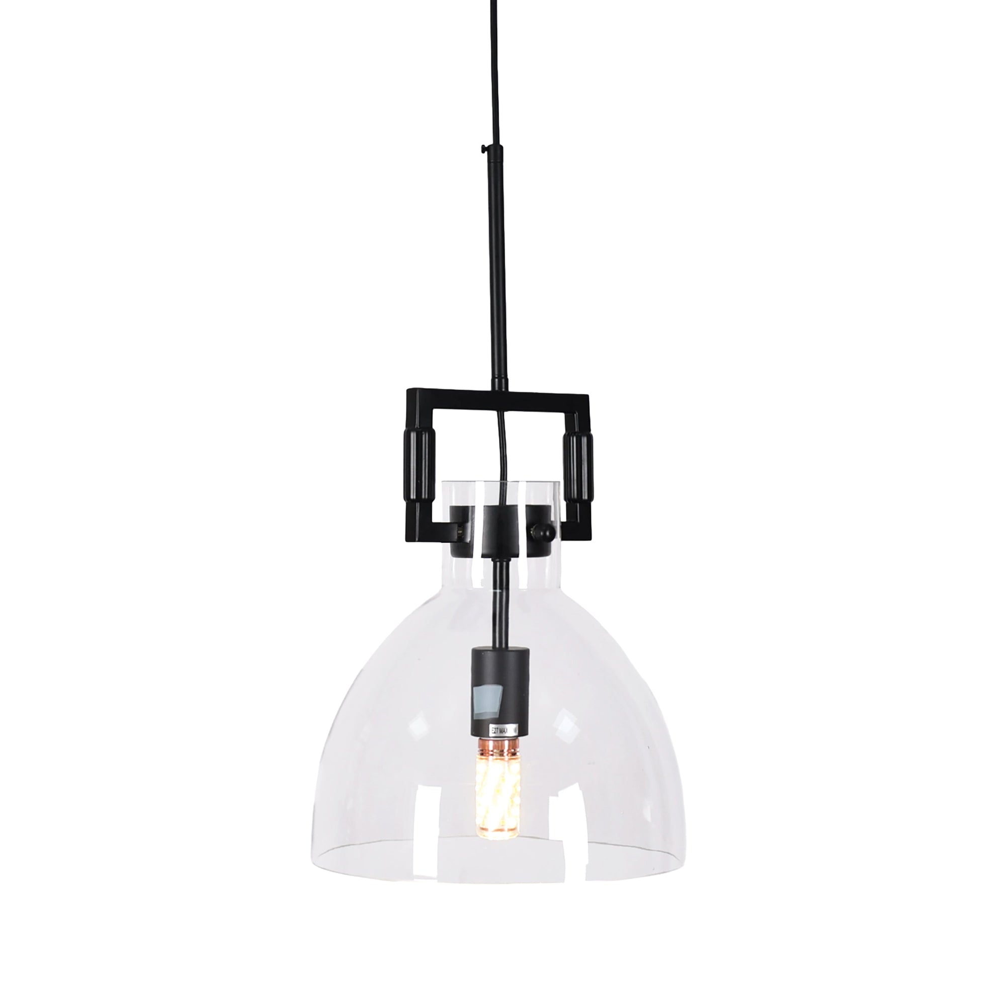 Cora Glass Pendant Light with Black Hardware | Modern Elegance