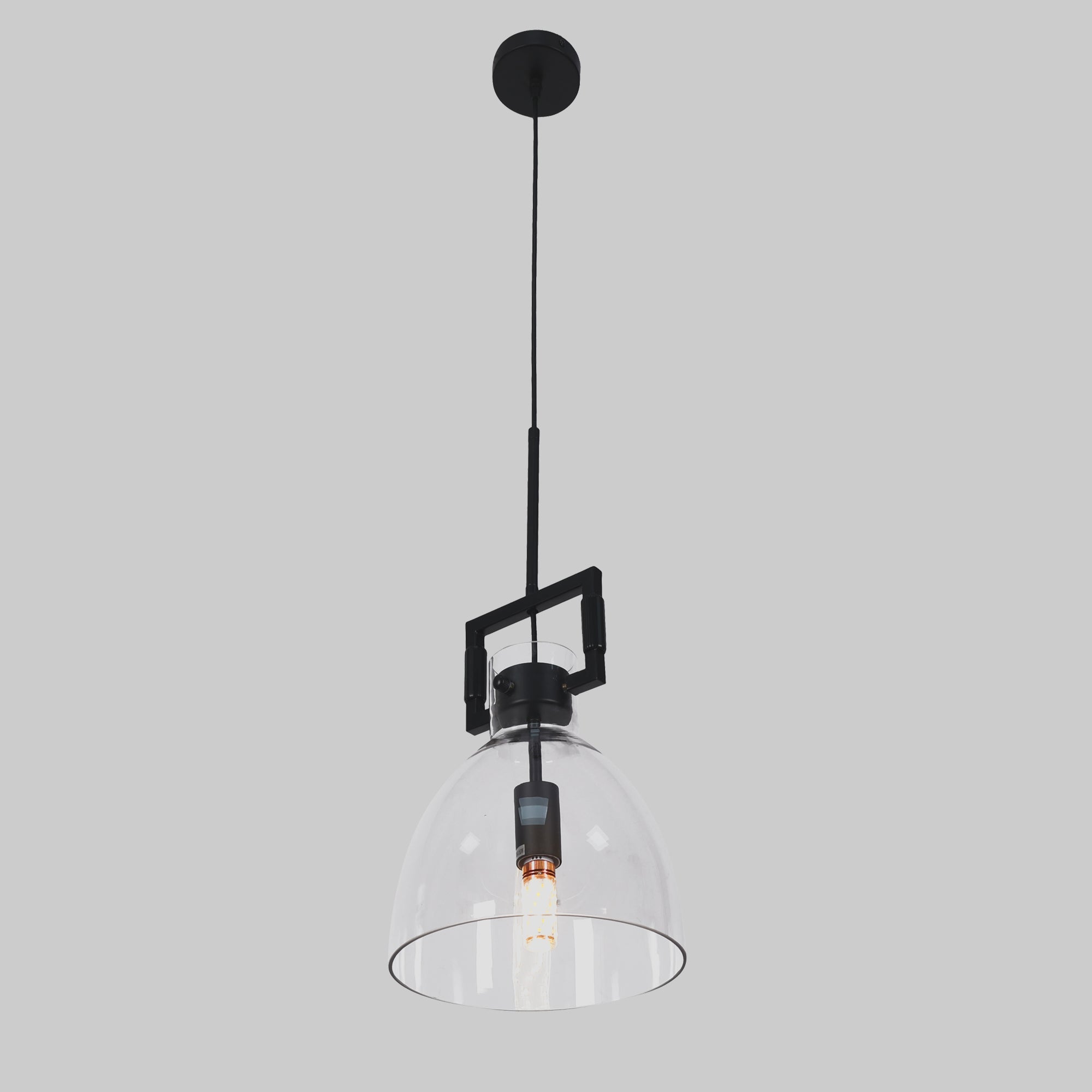 Cora Glass Pendant Light with Black Hardware | Modern Elegance