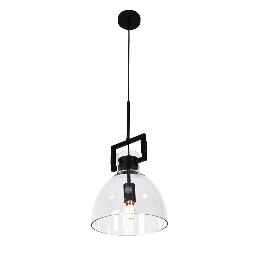 Cora Glass Pendant Light with Black Hardware | Modern Elegance