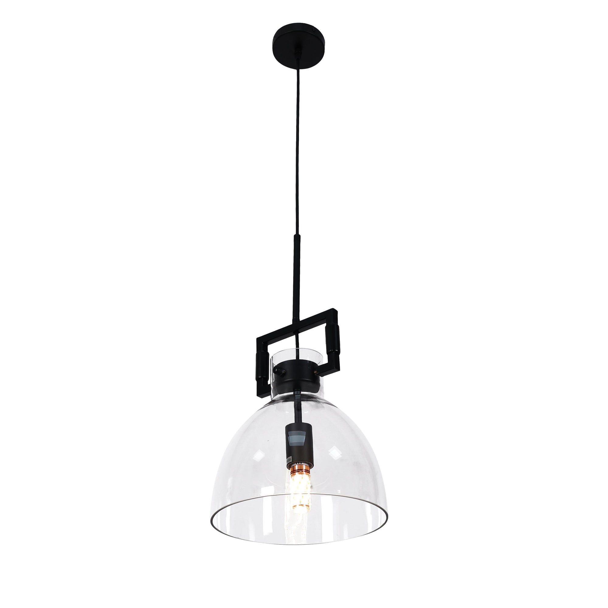 Cora Glass Pendant Light with Black Hardware | Modern Elegance