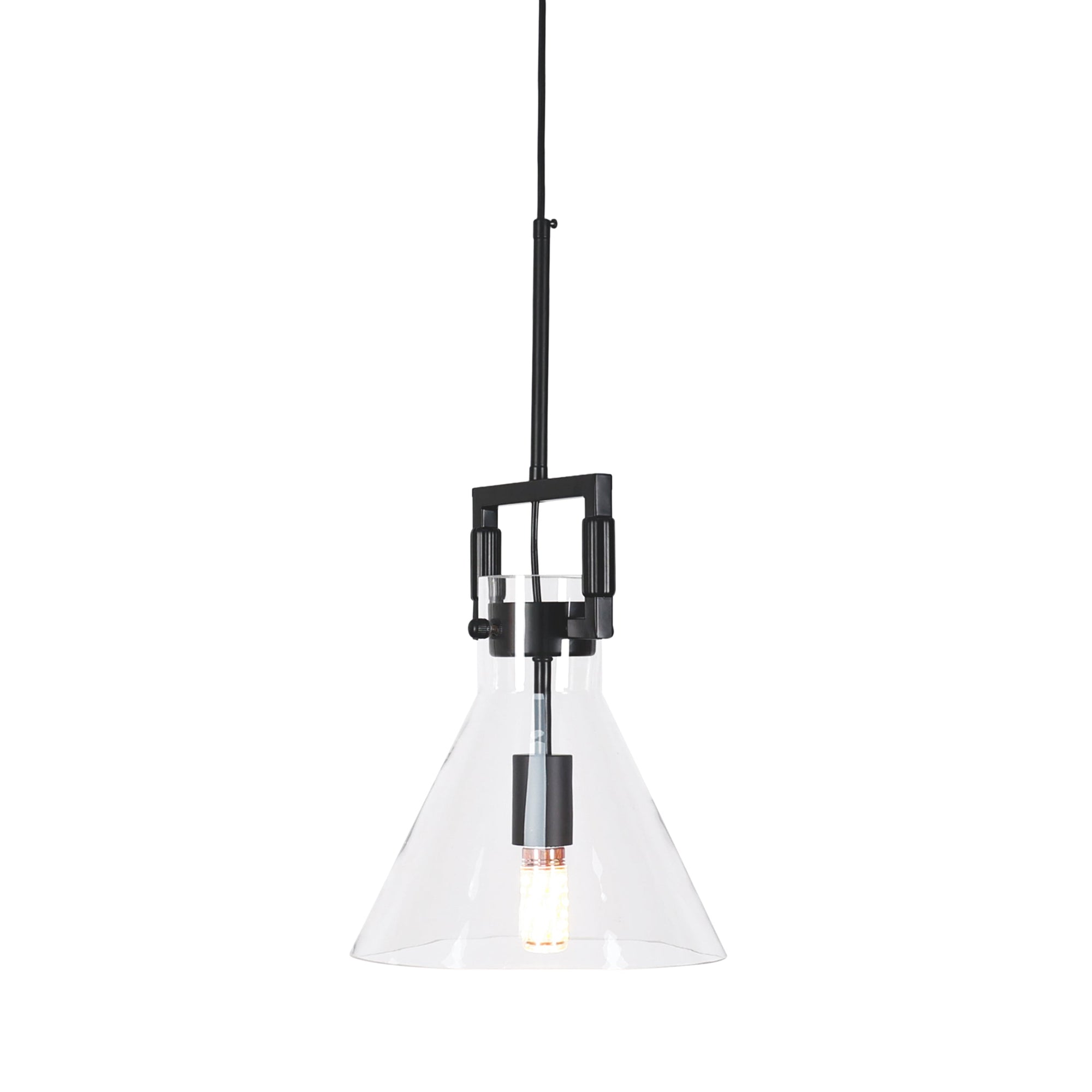 Maya Black Pendant Light - Elegant Glass Shade & Adjustable Cord