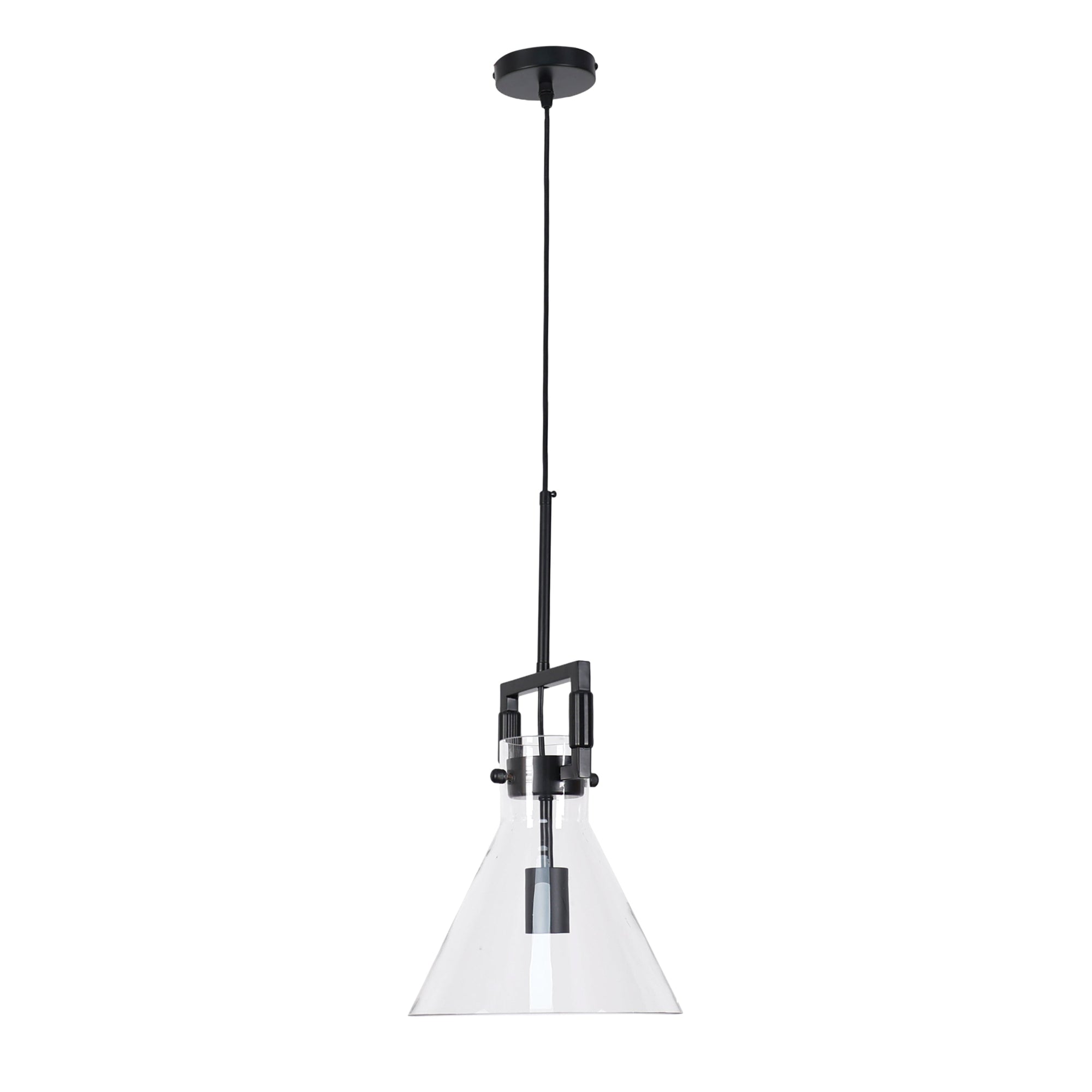 Maya Black Pendant Light - Elegant Glass Shade & Adjustable Cord