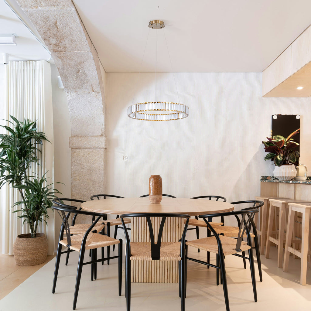 Quivira Round Crystal LED Chandelier with Gold Hardware