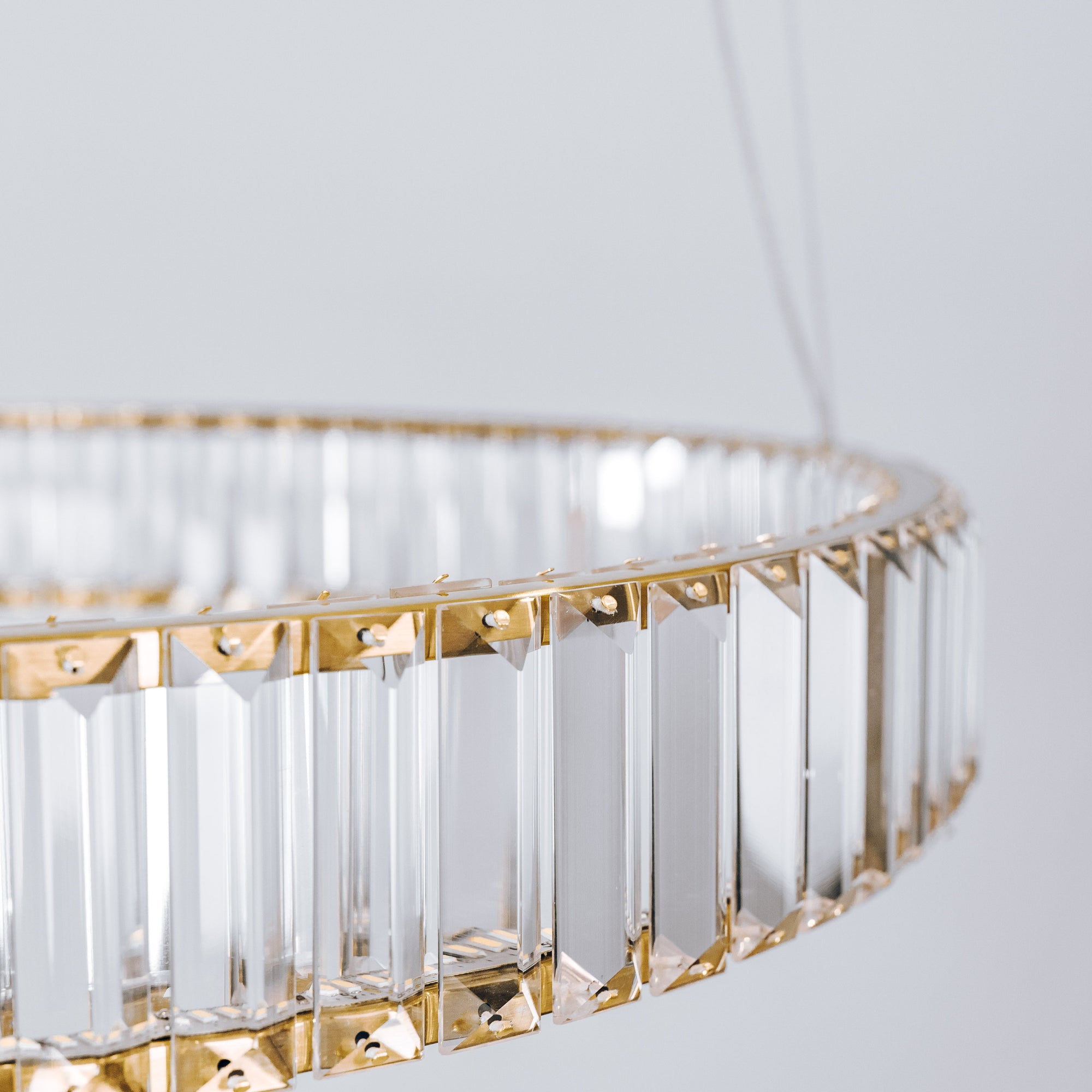 Quivira Round Crystal LED Chandelier with Gold Hardware