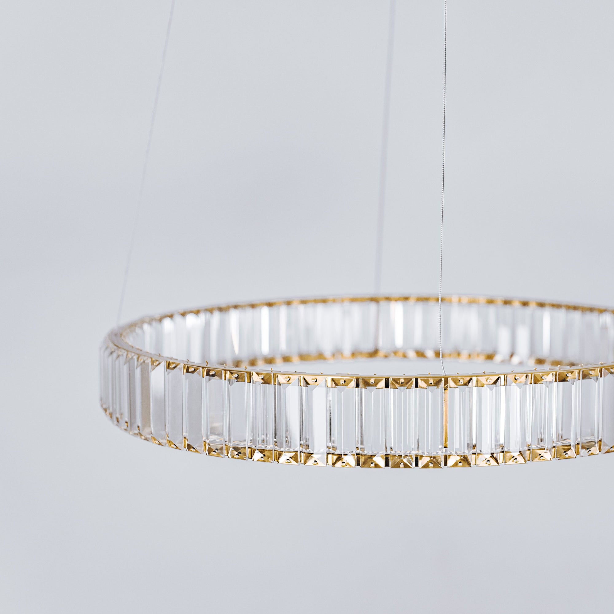 Quivira Round Crystal LED Chandelier with Gold Hardware