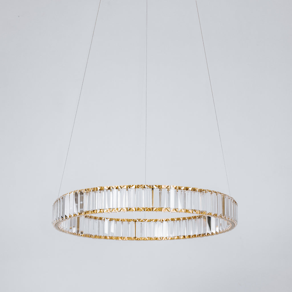 Quivira Round Crystal LED Chandelier with Gold Hardware