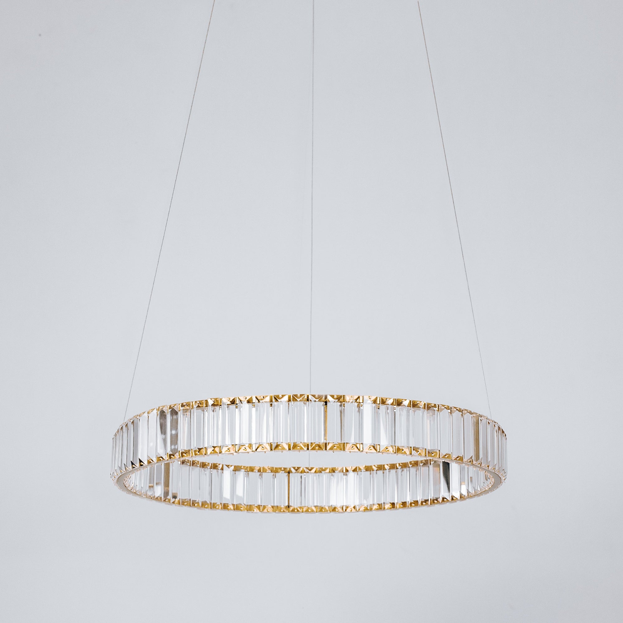 Quivira Round Crystal LED Chandelier with Gold Hardware