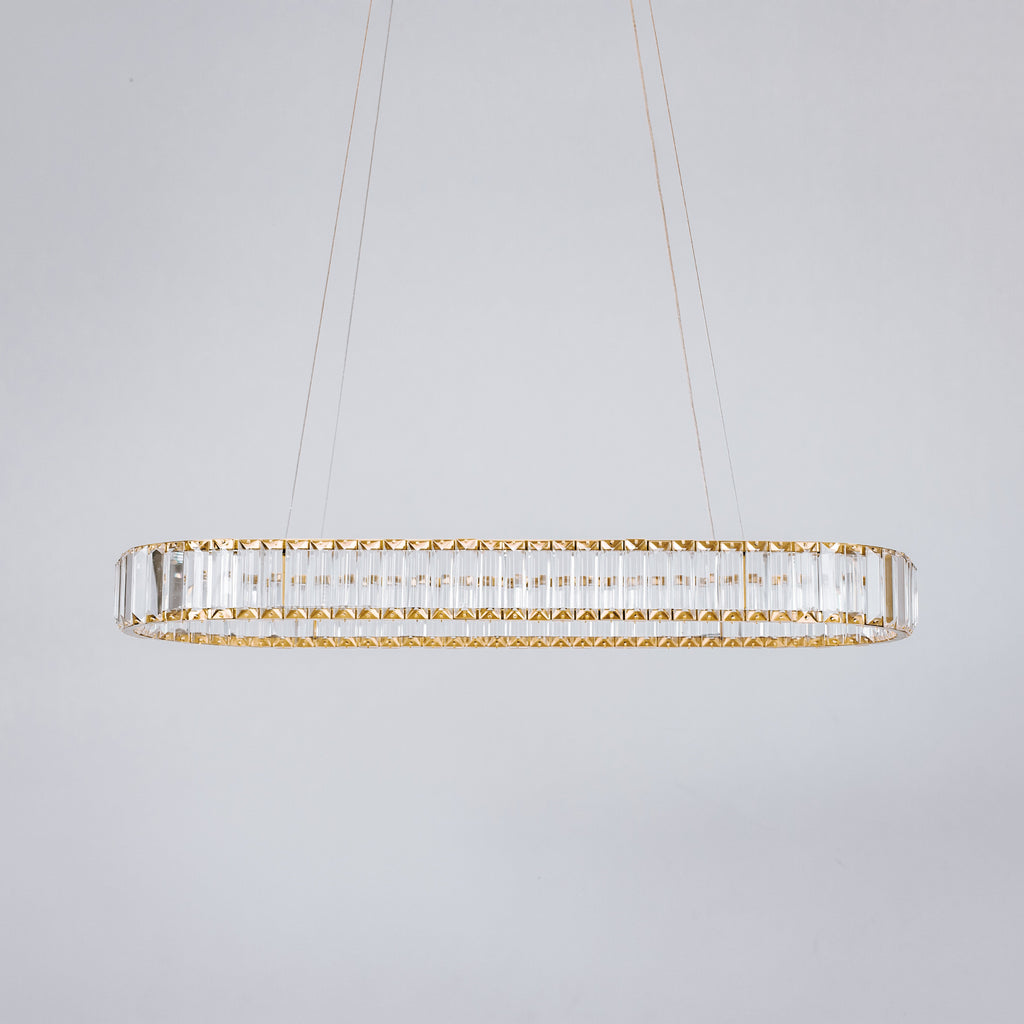 Quivira Gold Oval Crystal LED Chandelier - Elegant Lighting Solution